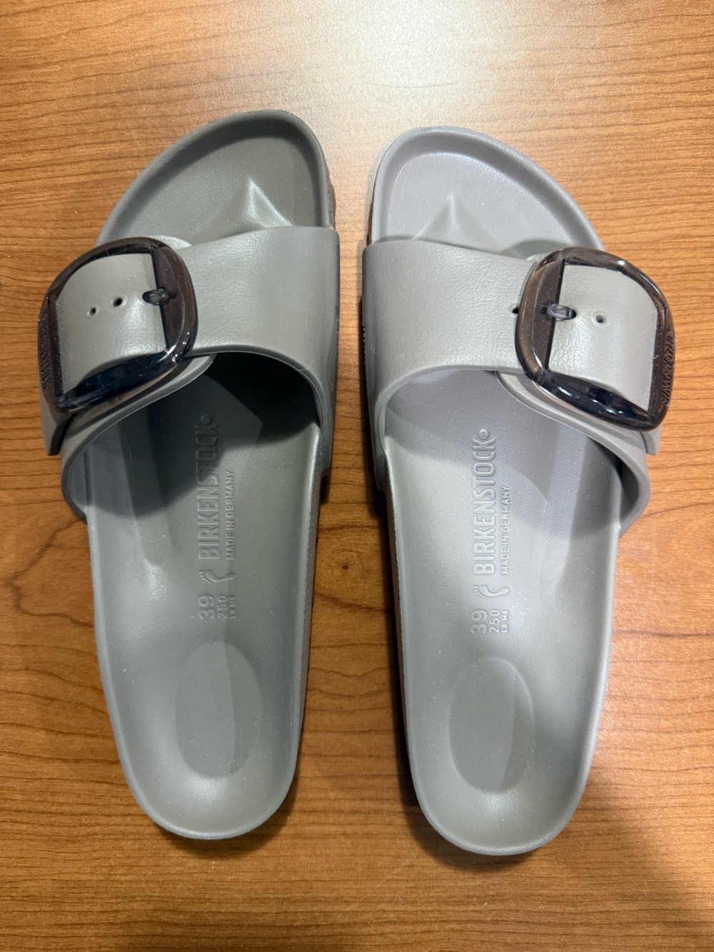 Birkenstock Madrid EVA Slide Sandals in Gray with Dark Buckles